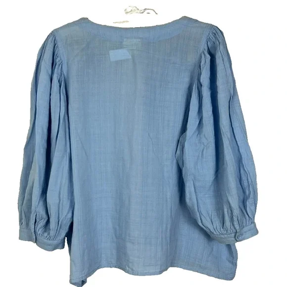 A.n.a A New Approach Shirt Women's Size XL Blue V-Neck Balloon Long Sleeve Top - Picture 2 of 7
